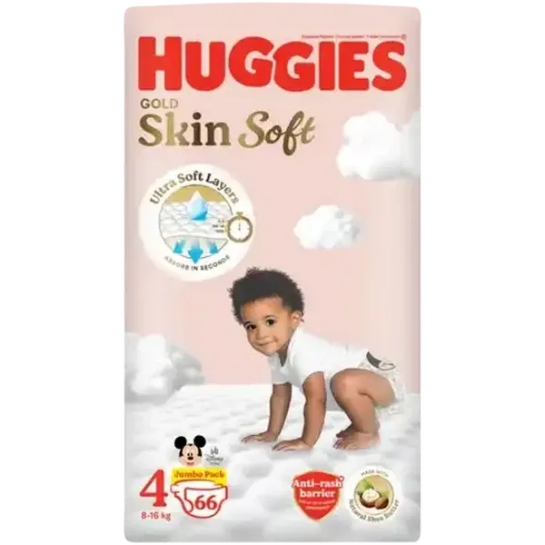 Huggies Gold Skin Soft Size 4 Disposable Nappies 66 Pack