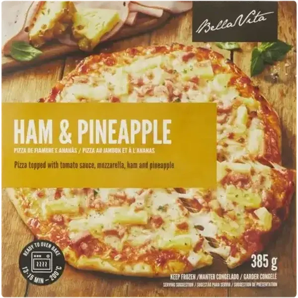 Bella Vita Frozen Ham & Pineapple Pizza 385g