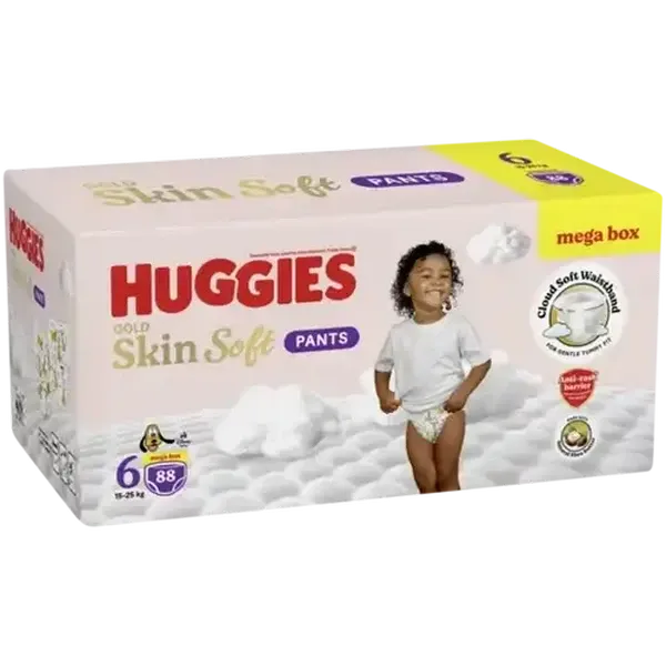 Huggies Gold Skin Soft Size 6 Disposable Nappy Pants 88 Pack