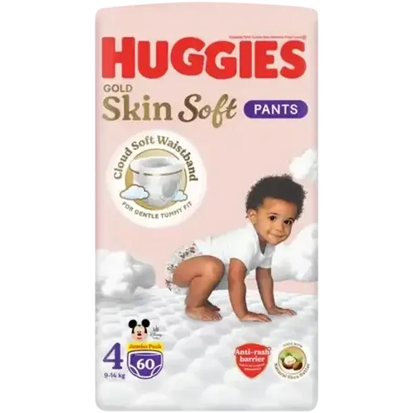 Huggies Gold Skin Soft Size 4 Disposable Nappy Pants 60 Pack