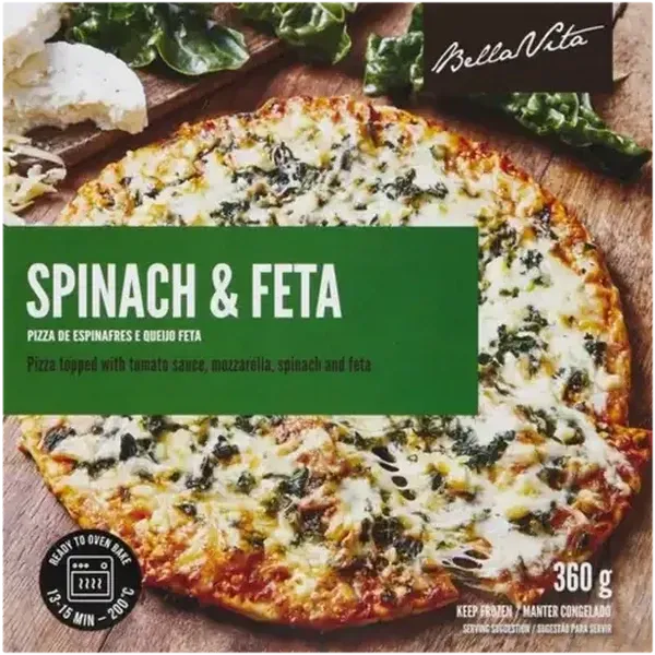Bella Vita Frozen Spinach & Feta Pizza 360g