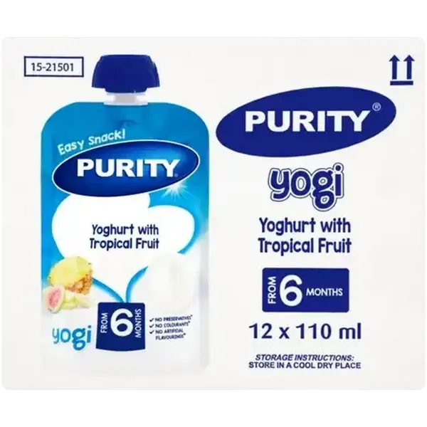 PURITY From 6 Months Yoghurt with Tropical Fruit Yogi 12 x 110ml