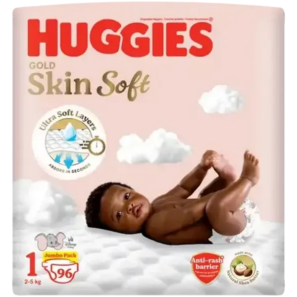 Huggies Gold Skin Soft Size 1 Disposable Nappies 96 Pack