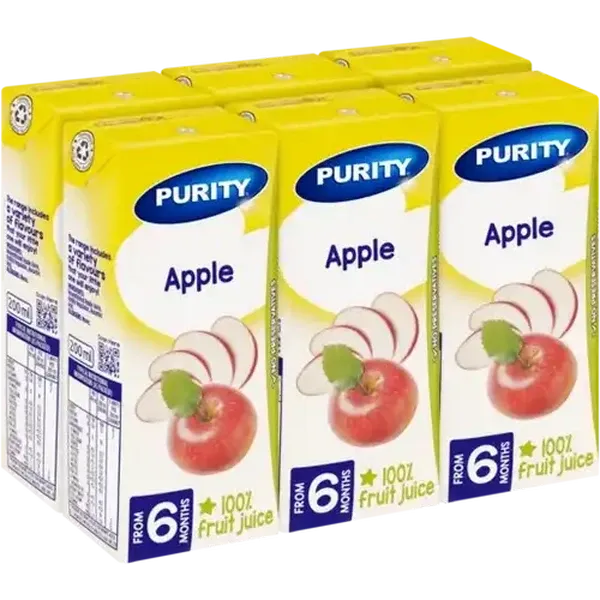 PURITY From 6 Months 100% Apple Fruit Juice 6 x 200ml
