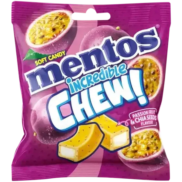 Mentos Incredible Chew! Passion Fruit & Chia Seeds Flavour Soft Candy 72g