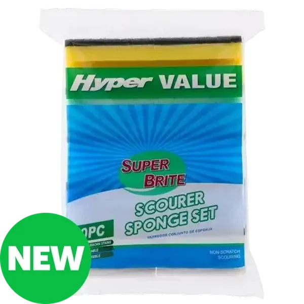Super Brite Hyper Value Easy Grip Scourer Sponge Set 90 x 70 x 46mm 10-Pack