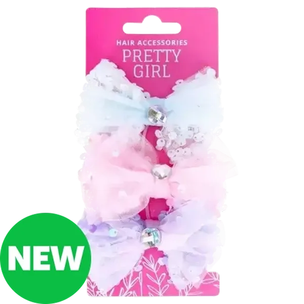 Pretty Girl Snowflake Bow Ponyband 3-Pack