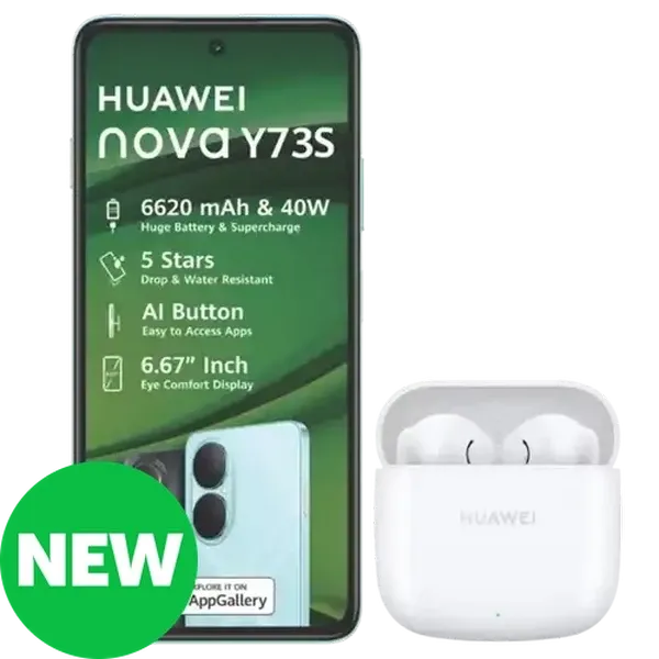 Huawei Nova Y73S Black Mobile Handset + Huawei Freebuds SE 2