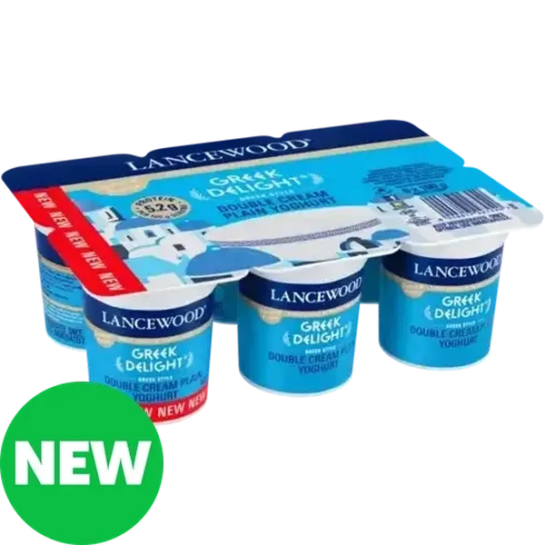 LANCEWOOD Greek Delight Double Cream Plain Yoghurt 6 x 100g