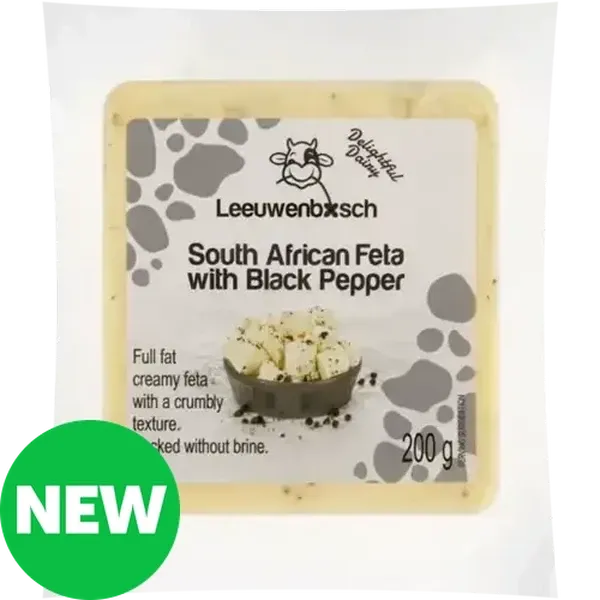 Leeuwenbosch Full Fat South African Feta with Black Pepper 200g