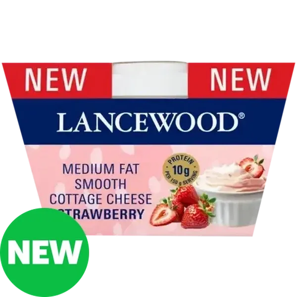 LANCEWOOD Strawberry Medium Fat Smooth Cottage Cheese 150g