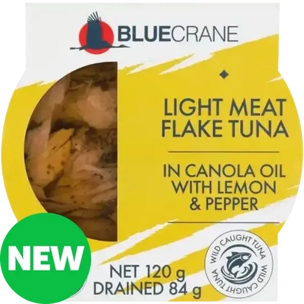 Blue Crane Light Meat Flake Tuna in Canola Oil with Lemon & Pepper 120g