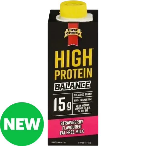 First Choice High Protein Balance Strawberry Flavoured Fat Free Milk 250ml
