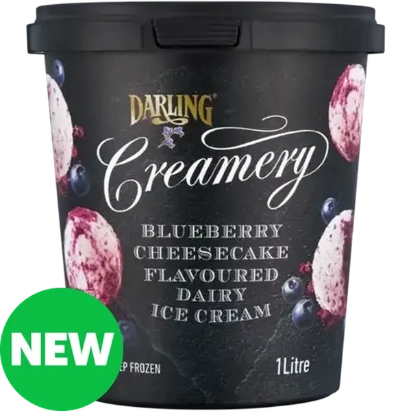 Darling Creamery Blueberry Cheesecake Flavoured Dairy Ice Cream 1L