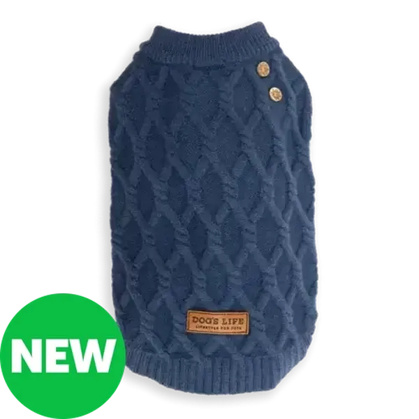 Dog's Life Blue Cableknit Pet Jumper Small