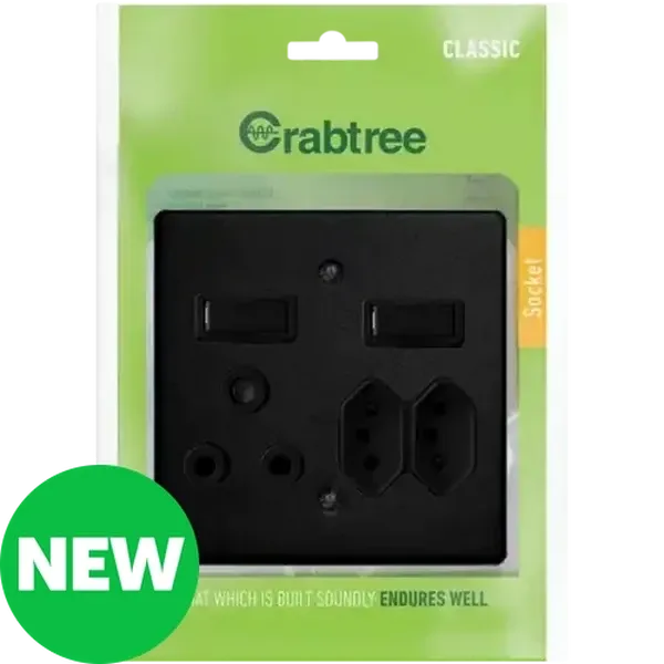 Crabtree Classic Black Monoblock Combo Socket