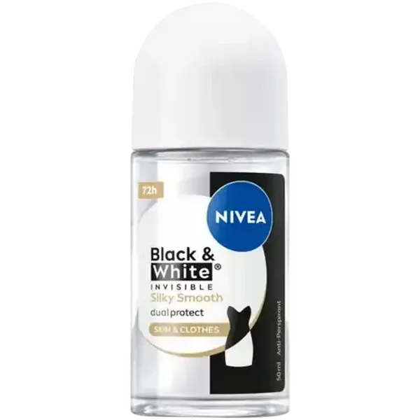 NIVEA Black & White Invisible Silky Smooth Anti-Perspirant Roll-On 50ml