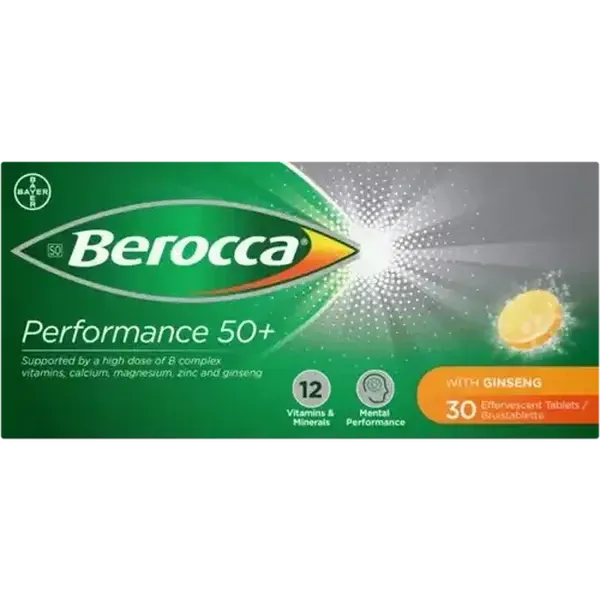 Berocca Performance 50+ Orange Flavour Effervescent Tablets 30-Pack