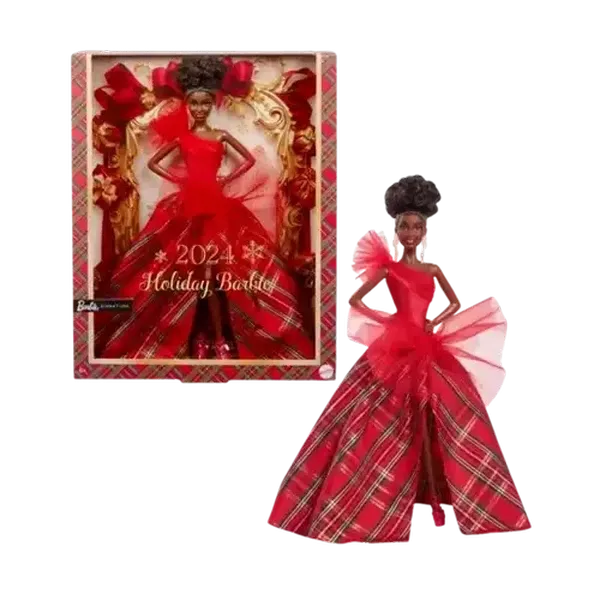 Barbie Signature 2024 Holiday Barbie Fashion Doll, Seasonal Collector Gift, Brown Hair with Plaid G…