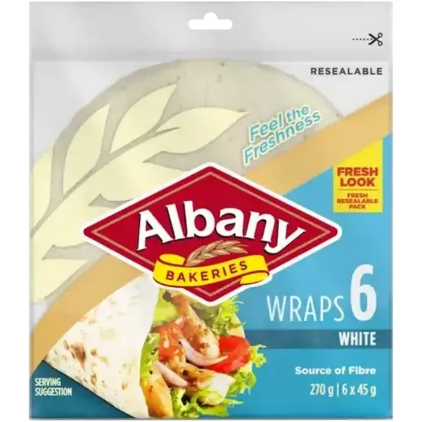 Albany White (6x45g) White Wraps 6-Pack