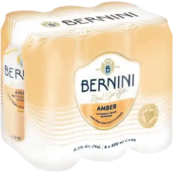 Bernini Amber Alcoholic Grape Beverage Cans 6 x 500ml