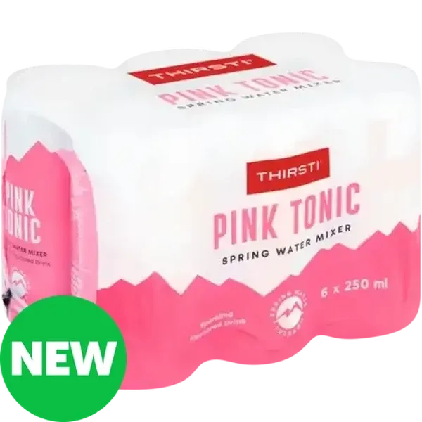 Thirsti Pink Tonic Flavoured Sparkling Spring Water Mixer 6 x 250ml
