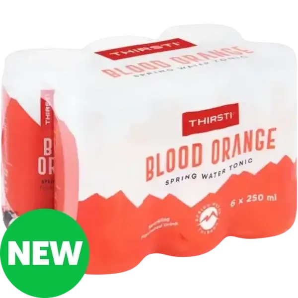 Thirsti Blood Orange Flavoured Sparkling Spring Water Tonic 6 x 250ml