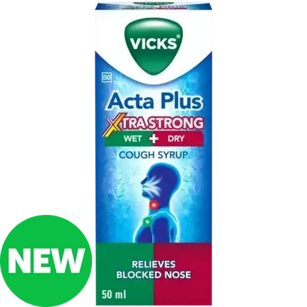 Vicks Acta Plus Xtra Strong Wet & Dry Cough Syrup 50ml