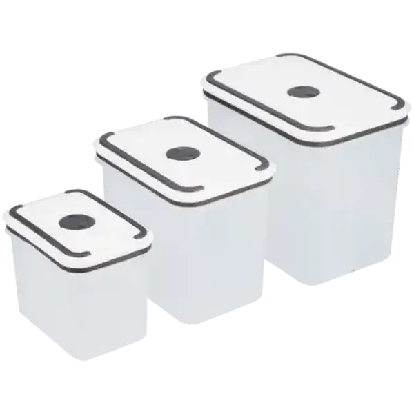 Plastic Grey & White Dry Food Storage Container Set 3 Piece