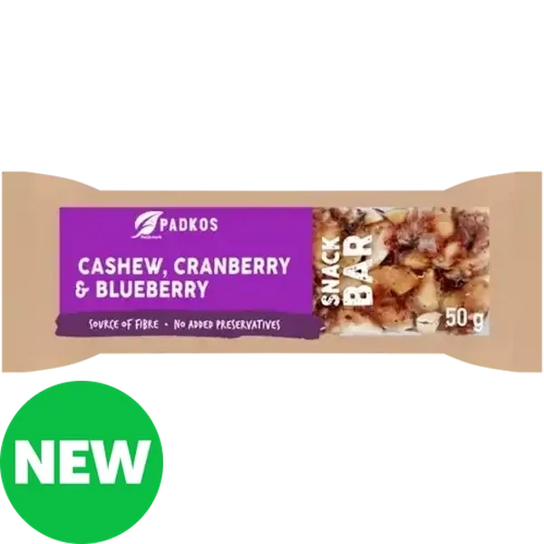 Padkos Cashew, Cranberry & Blueberry Brittle Snack Bar 50g
