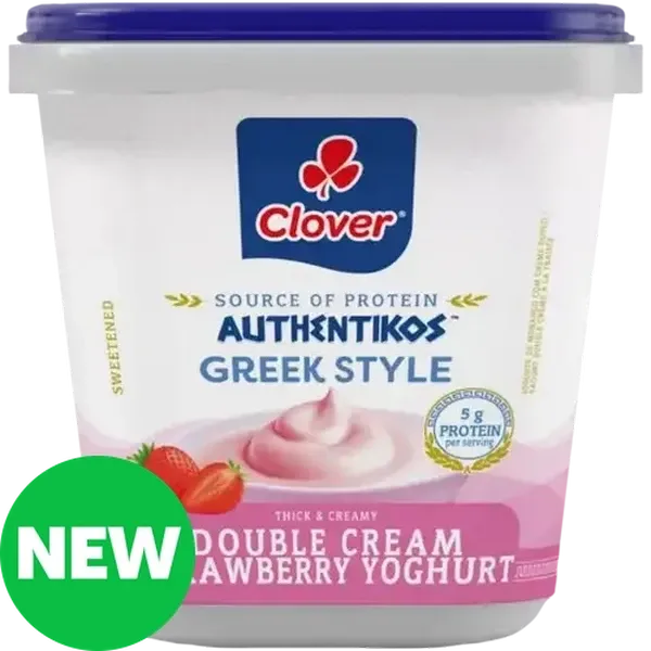 Clover Authentikos Strawberry Flavoured Greek Style Double Cream Yoghurt 750g