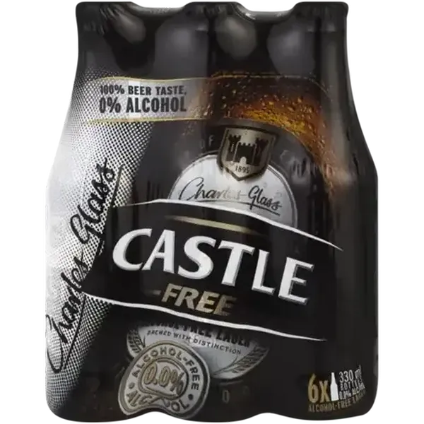 Castle Free Alcohol-Free Lager Beer Bottles 6 x 330ml