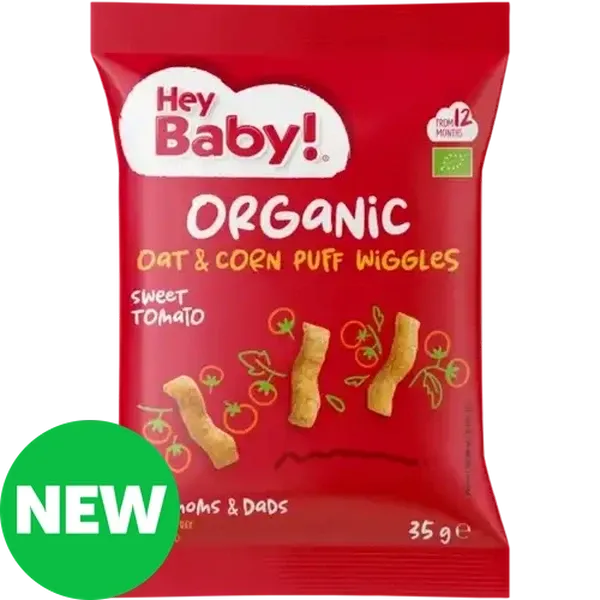 Hey Baby! Sweet Tomato Organic Oat & Corn Puff Wiggles 35g