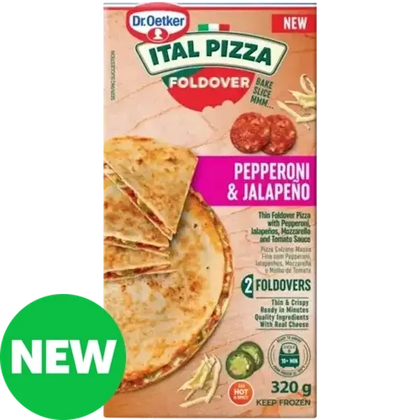 Dr. Oetker Ital Pizza Frozen Pepperoni & Jalapeño Foldovers 320g