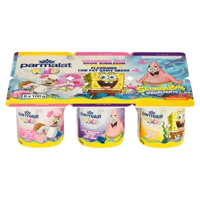 Parmalat Kids Strawberry Split, Grape Bubblegum & Banana Fudge Flavoured Low Fat Dairy Snack 6 x 10…