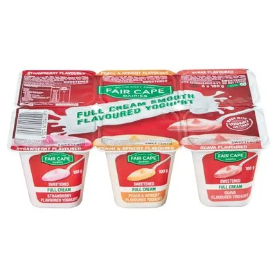 Fair Cape Full Cream Strawberry, Peach & Guava Yoghurt 6 Pack