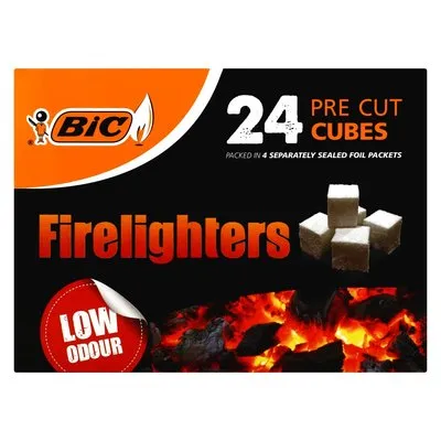 BIC Firelighters Pre-Cut Cubes 24 Pack
