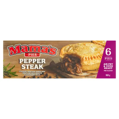 Mama's Pepper Steak Pies 6 Pack