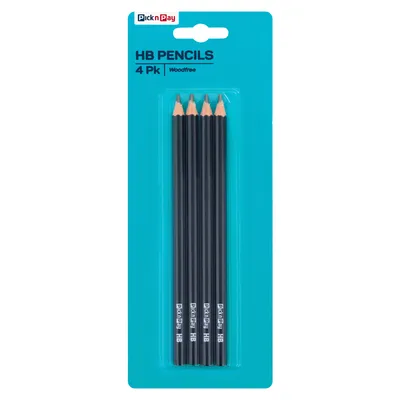 PnP Woodfree HB Pencils 4 Pack