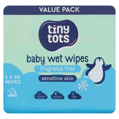 Tiny Tots Baby Wipes Fragrance Free 240 Pack