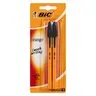 BIC Black Orange Grip Ballpoint Pen 2 Pack