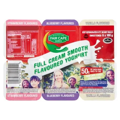 Fair Cape Full Cream Strawberry, Blueberry & Vanilla Smooth Yoghurt 6 Pack