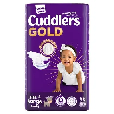 Cuddlers Gold Size 4 Large Value Pack Disposable Nappies 46 Pack