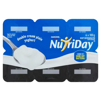 Danone Nutriday Double Cream Plain Yoghurt 6 x 100g