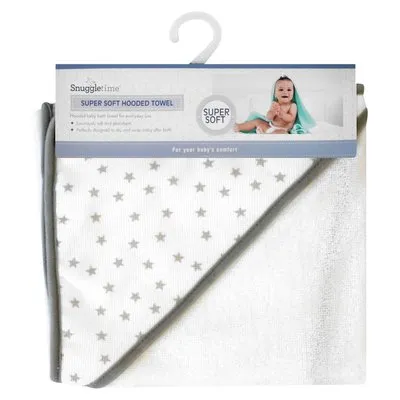 Snuggletime Grey Star Hooded Towel Microfibre