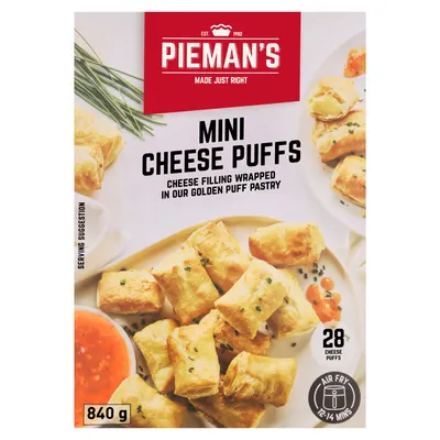 Pieman's Frozen Mini Cheese Puffs 840g