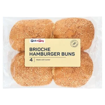 PnP Brioche Hamburger Rolls 4 Pack
