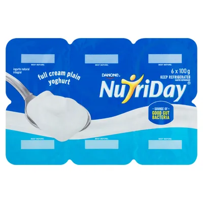 Danone Nutriday Full Cream Plain Yoghurt 6 x 100g