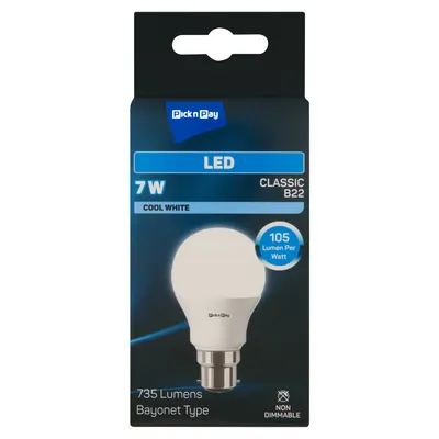 PnP 7W BC Warm White Non-Dimmable Classi c LED Bulb