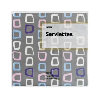 Pnp 2 Ply Serviettes Square 20ea